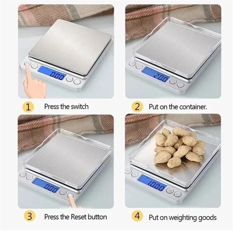 Kitchen Measuring Scales Mini Digital Kitchen Scale Weight Tools Pocket Precision & Food Electronic Jewelry Gold Gram Balance