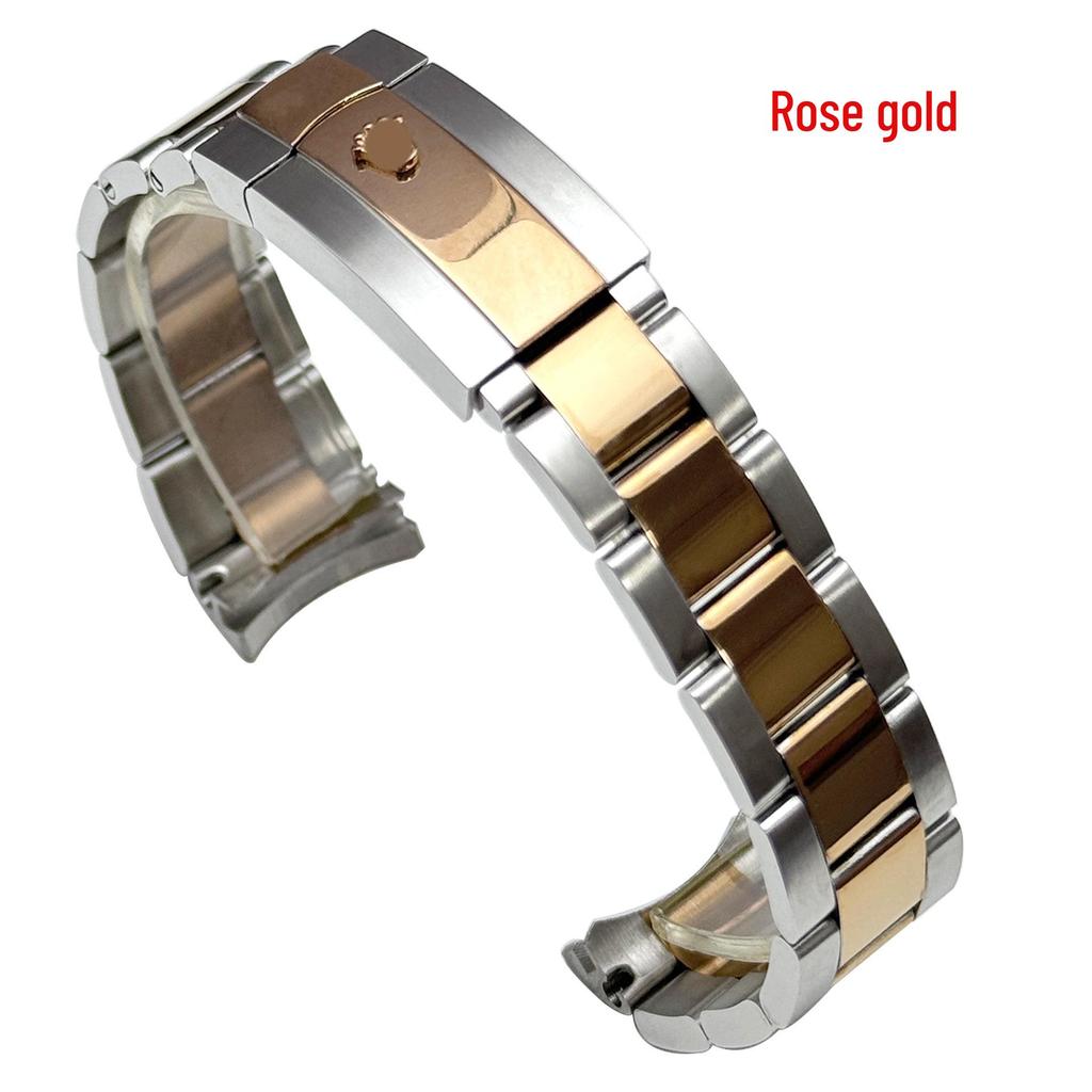 Boogvormige Roestvrijstalen Horlogeband voor Rolex Submariner, Datejust, Oyster Perpetual, Daytona - Past op 20mm & 21mm