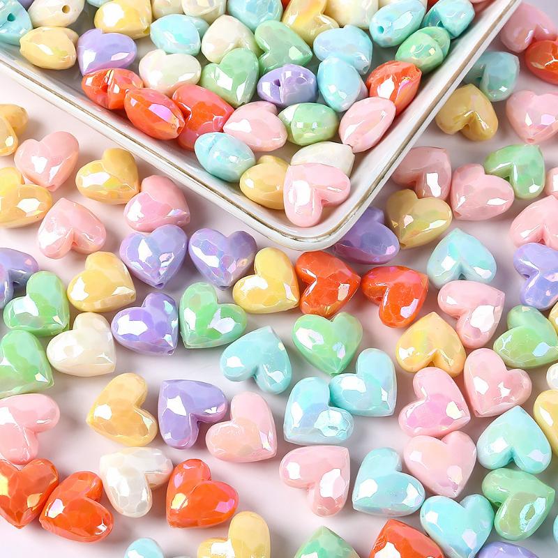 10Pcs Heart Shape Acrylic Loose Spacer Beads For Diy Jewelry Making Bracelet Necklace Keychains Accessories