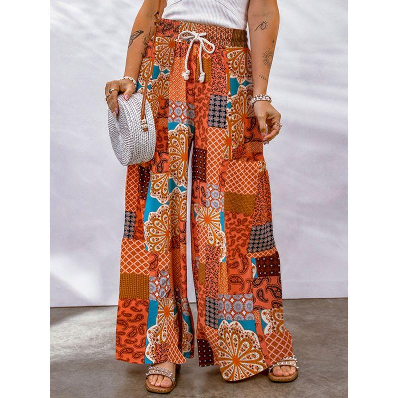 Fashion Bohemia Style Personalized Casual Pants Female 2024 Summer New Arrival Personality Slimming Printed High Waist Loose Pants