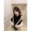 Kumikumi Sweet Style Mesh Patchwork Vest Dress Women Summer French style Fake Two-Piece A- line Skirt Pettiskirt