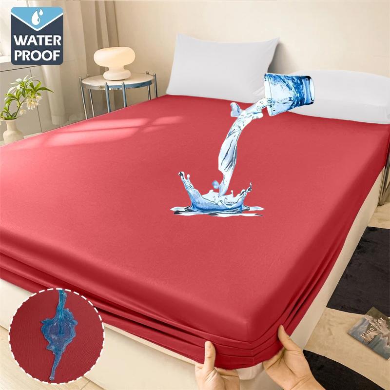 Waterproof Fitted Sheet Suitable for children and elderly Incontinence Bed Sheet Solid Color Simple Dustproof Bedding Soft and Comfortable
