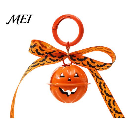 Hanging Bell Keychain Halloween Pumpkin Keychain, Hollow Head Key Ring Decorative with Ribbon Bow, Backpacks Charm for Holiday Party Decoration