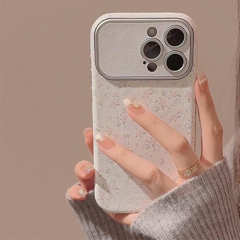 Sweet Little Florals Suitable for Apple 16 Mobile Phone Case 15promax Silver 11 Leather Iphone14 Small Fresh 12