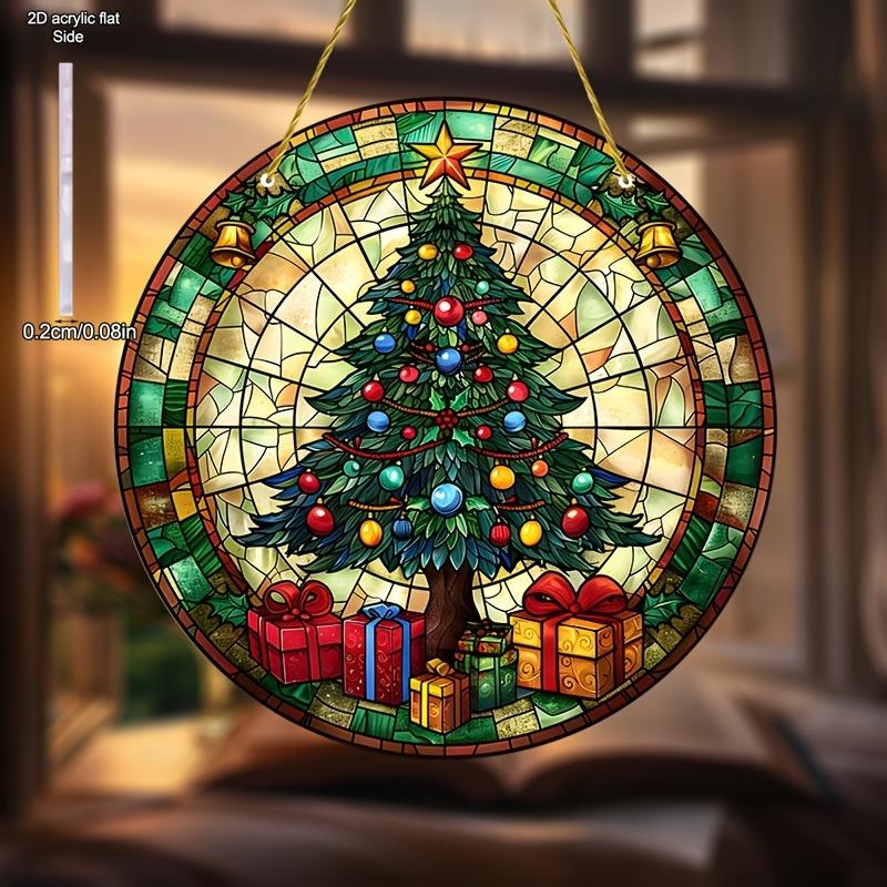 Christmas Vintage Truck Lighthouse Suncatcher Window Decor Wreath Sign Scene, Novelty Home Decor, Perfect Durable for Bedroom