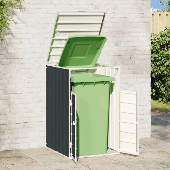 VidaXL Rangement à roulettes pour poubelles pour bac unique acier, rangement de poubelles, rangement de poubelles de jardin, 4006173