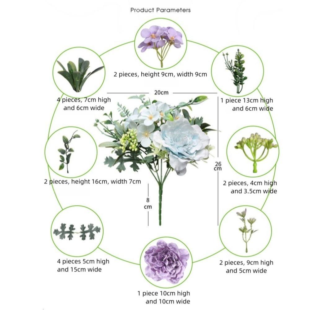 5 Heads Artificial Peony Flowers 26cm Hydrangea Bride Bouquet Fake Flowers  for Home Wedding Decor