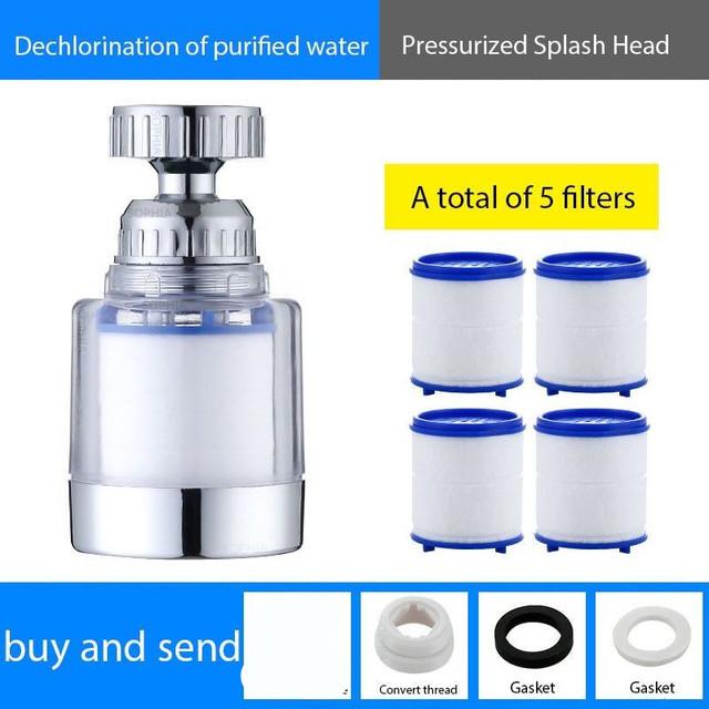 360° Otočný Vodovodní Filtr Kuchyňský Vodovodní Nástavec Vyměnitelná Filtrační Vložka Odstraňuje Chlor Změkčuje Vodu Filtrační Čistič