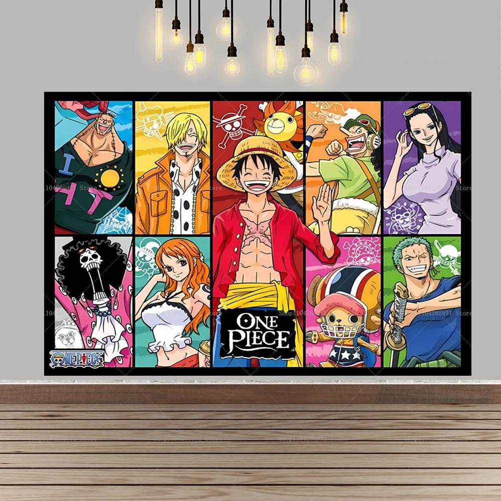 One Piece Luffy Pirate Cartoon Background Anime Adventure Decor Kids Birthday Baby Shower Party Wall Photography Banner Props