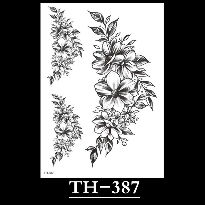Flower Arm Tattoo Sticker, Half Arm Waterproof Tattoo Sticker, Sketch Line Tattoo Sticker Tattoo