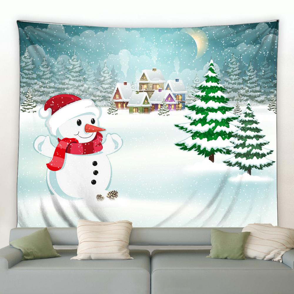 Домашний декор гобелен Санта-Клаус Снеговик Рождественский настенный гобелен Праздничная — фото 8