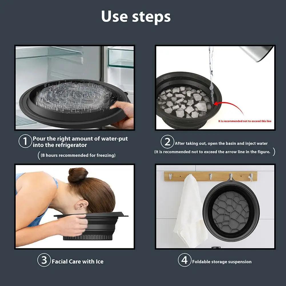 Face Ice Bath Bowl for Facials Plunge Dipping Face Folding Washbasin Ice Facials Washbasin Facials Skin Cares Tool Ice Bowl
