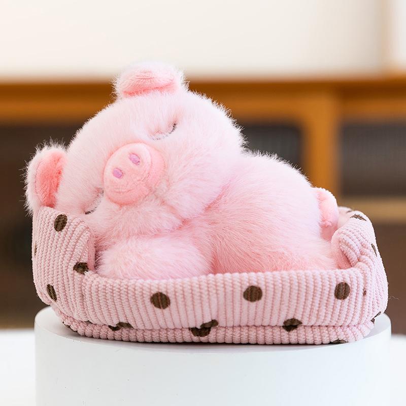 

Супер милое плюшевое гнездышко для сна, игрушки, розовая свинка, коричневый медведь, детская спальня, кукла для сна, офисный котенок на стол 16cm【0.06kg】