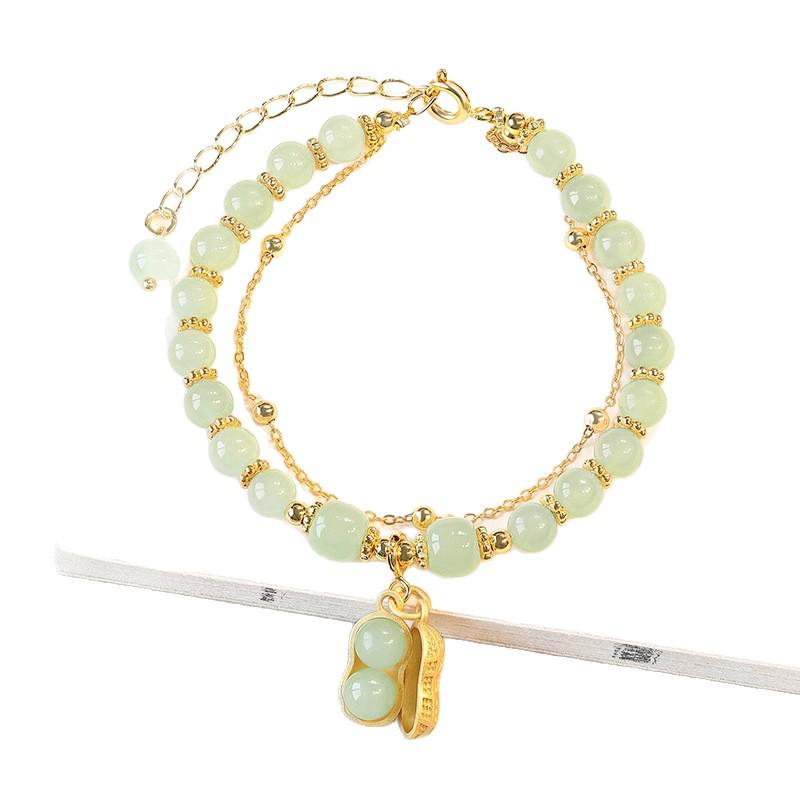 Elegant Hetian Jade & Peanut Women's Bracelet - Ideal Gift for Mother's Day, Birthdays, and Christmas
