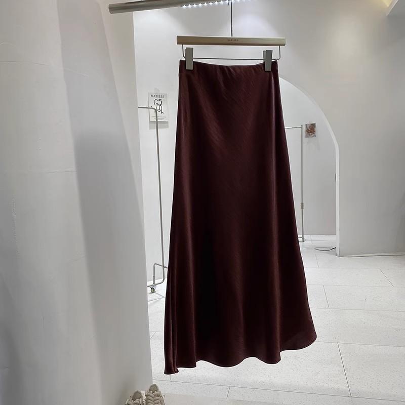 

Юбка Acetic Acid Satin Fishtail для женщин на осень, простая ниспадающая, стройнящая юбка средней длины в форме бедер XL