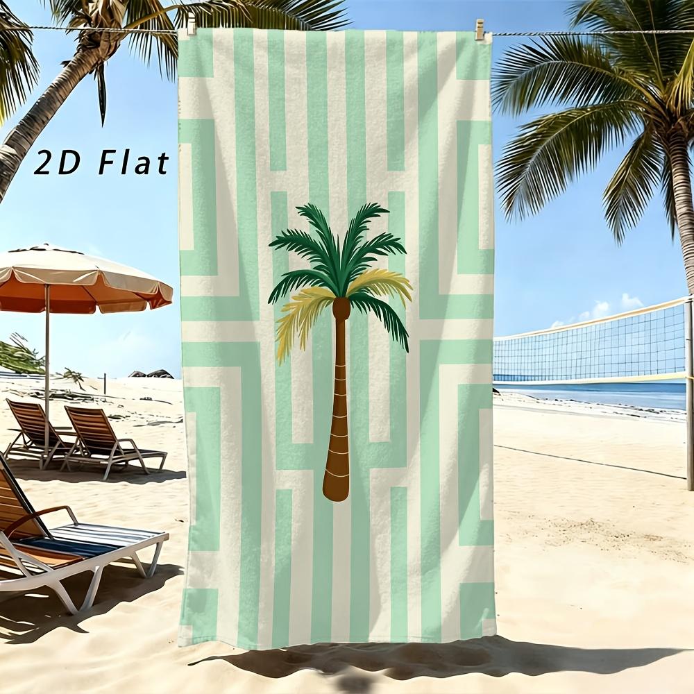 Aesthetic Green Palm Microfiber Beach Towel 2D Flat Printed Sandproof Waterproof Cute Picnic Mat Travel Essentials Spring Summer
