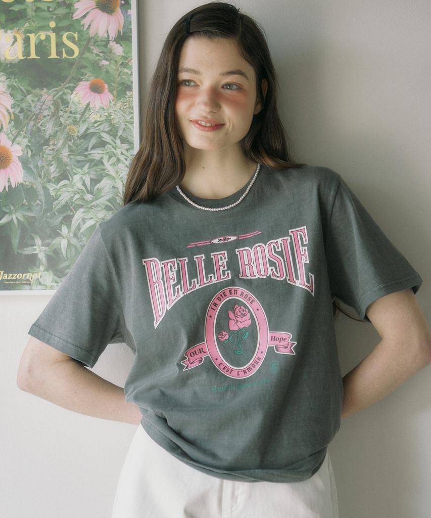 OURHOPE Bell Rose T-Shirt - Dark Gray