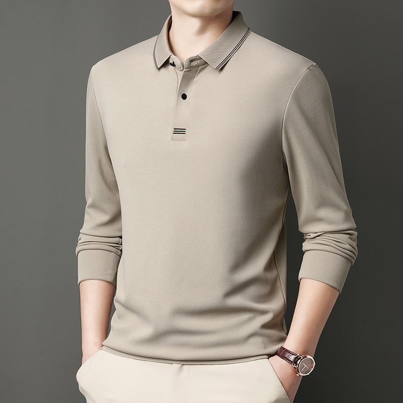 Lapel Collar Long Sleevepolo Autumn Embroidered Businesst M