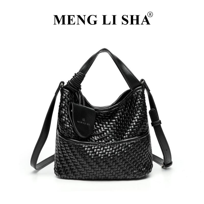 New niche high-end retro woven portable bucket bag women's commuter casual versatile shoulder messenger bag