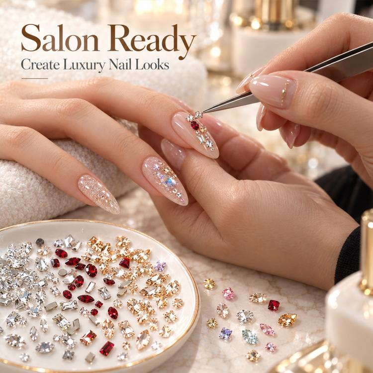 1440 PCS / Set Mini Flat Bottom Sparkling Diamond Nail Jewelry Set