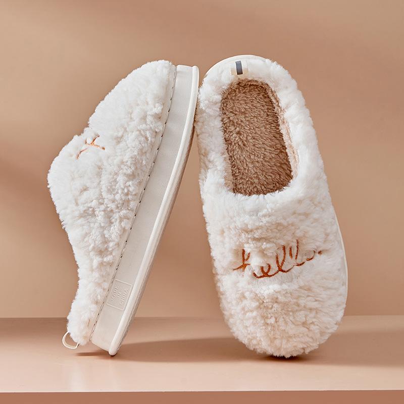 Winter wear non-slip fluffy slippers cotton mop thickened warm indoor cotton slippers