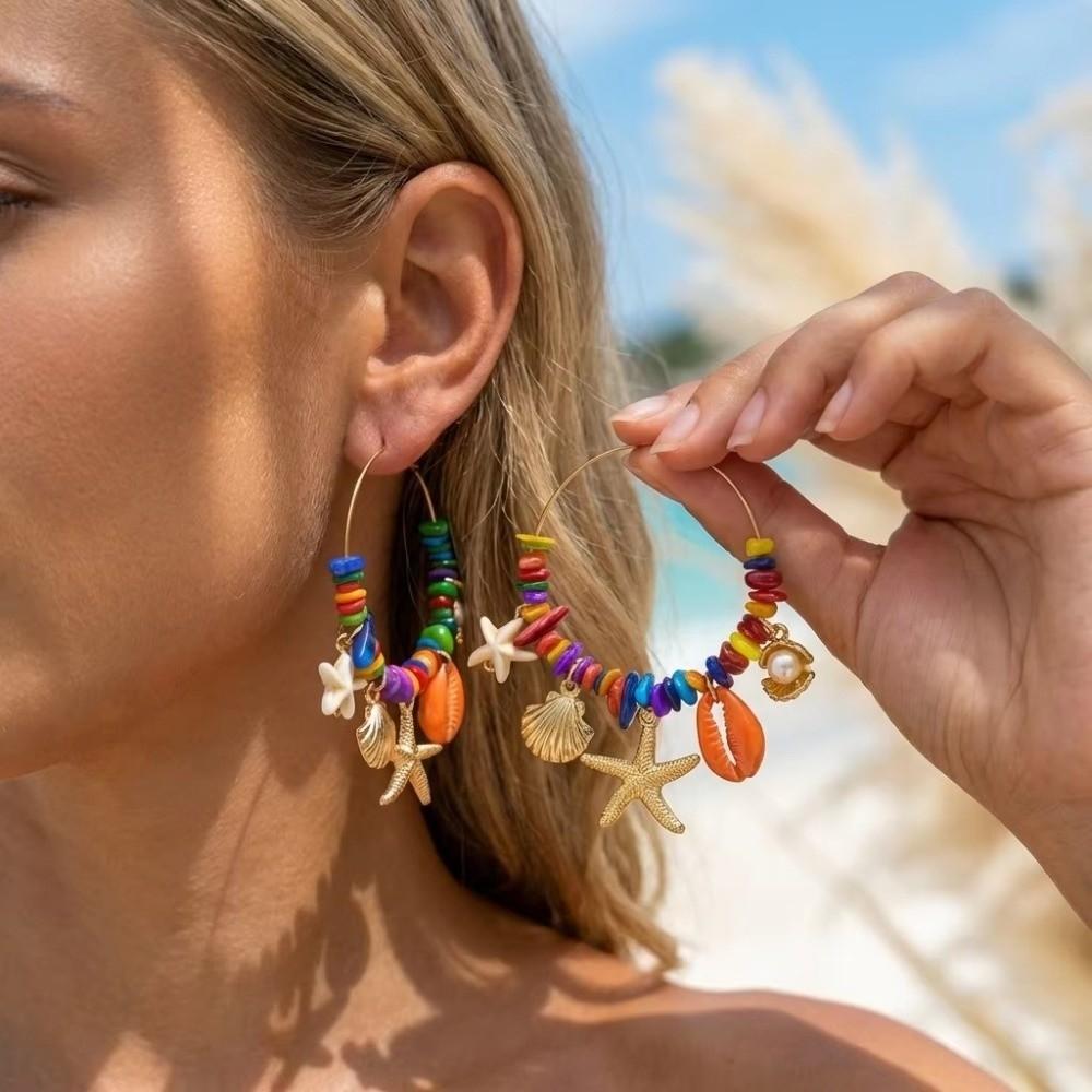 Tassel Starfish Dangle Earrings Bead Drop Earrings Fashion Jewelry Irregular Earrings Party