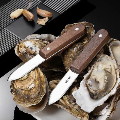 Stainless Steel Oyster Knife with Wooden Handle Scallop Sheller Shell Cutting Tool Seafood Kitchen Accessory Easy-to-Use