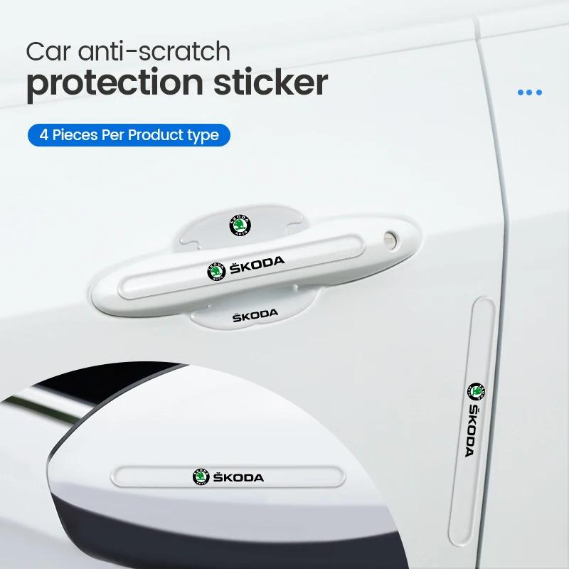 4/8PCS Car Transparent Door Handle Protection Exterior Styling Door Bowl Stickers For Skoda Octavia Fabia Rapid Superb Kodiaq cwsv60