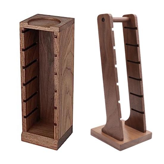 Wood Espresso Portafilter Holder with 3 Slots Universal Stand for 51/53/58mm Espresso Baskets Compact Countertop Organizer