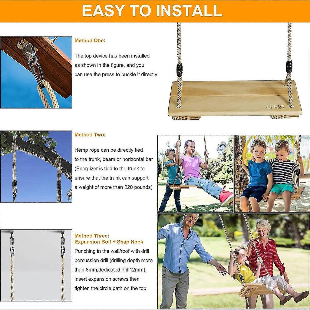 Wooden Swing, Adult/child Garden Planning Swing, For Outdoor Play, Adjustable Handle, 200 Kg