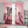 2pcs   plane printing Curtain Fabric Cat Towel Print Theme Pattern_ Versatile 100% Polyester (without rod) Festive Ldeal for