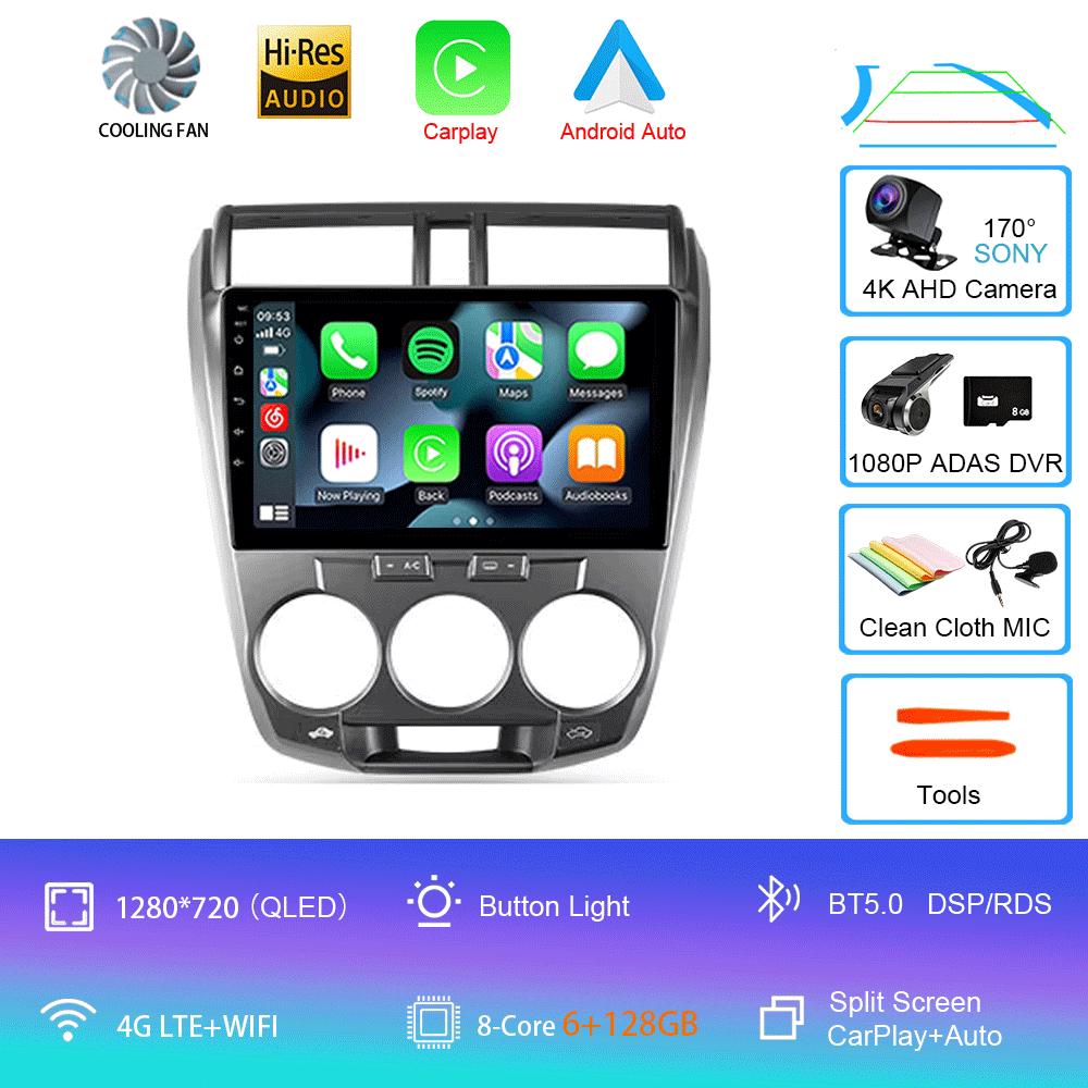 Car Radio Android 14 Carplay Multimedia Player For Honda City 2008 2009 2010 2011 2012 2013 2014 Autoradio Stereo 2din Head Unit