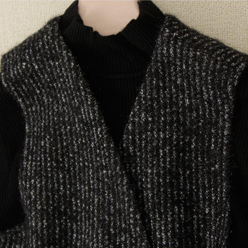 High Content Cashmere Knitting Elegance Female Two-Piece Long Dress Fall and Winter! Elastic Sweater + Woven V-neck Vest Skirt