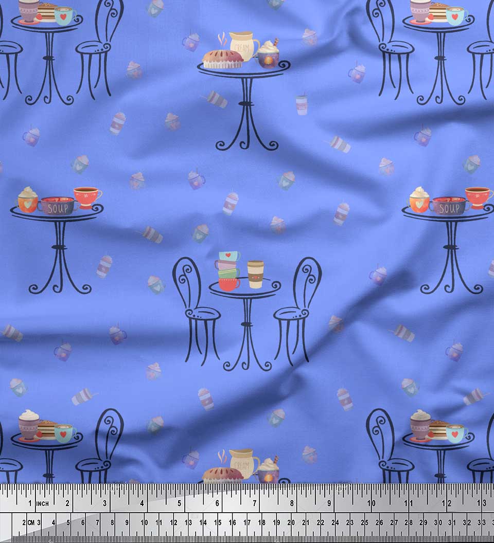 

Стілець із японської креп-атласної тканини Soimoi Grey, круглий стіл і вечірка для кексів, швейна тканина з принтом, метр 42 дюйма 42 Inch Wide - Poly Crepe синій