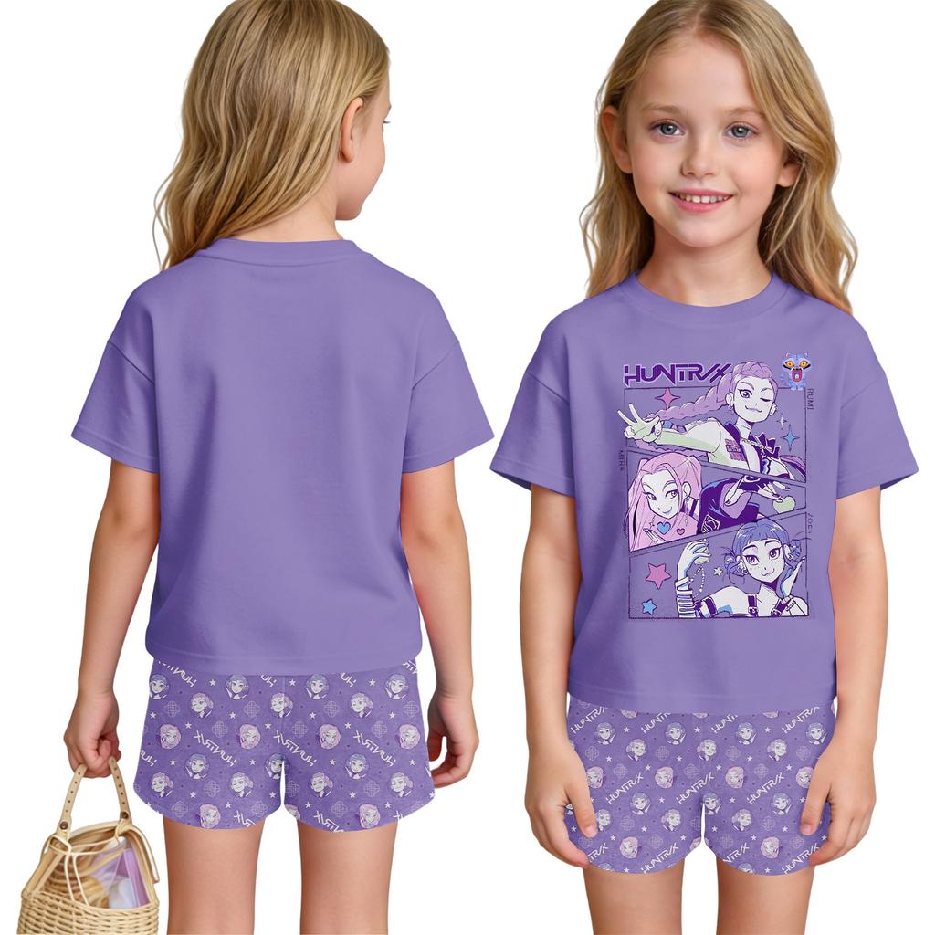 Children's Casual Short Sleeve And Shorts Letter Print Set