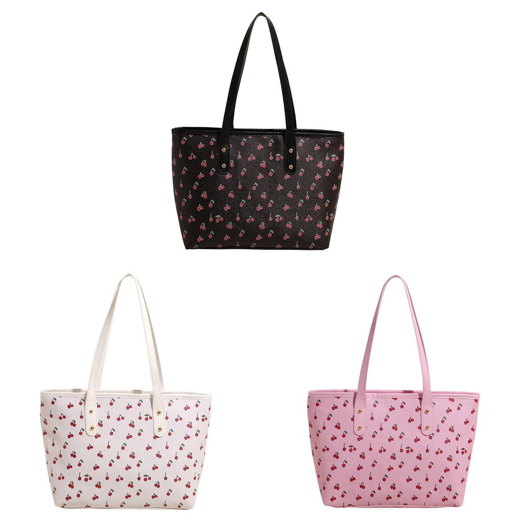 Borsa Carina con Stampa di Ciliegie in Materiale PU per Uso Quotidiano