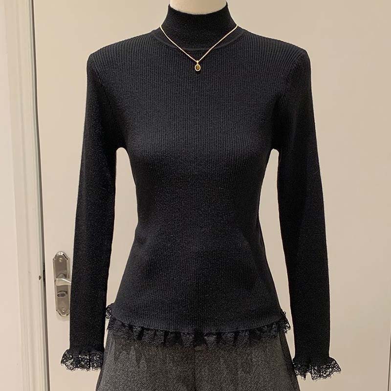 Svetr pro ženy Podzim Zima Zesílený Hřejivý Pletený Pružný Dlouhý rukáv Rolák Top