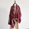 Luxury Leaf Print Imitation Cashmere Pashmina Scarf For Women Warmer Winter Shawl Thick Blanket Style Wraps