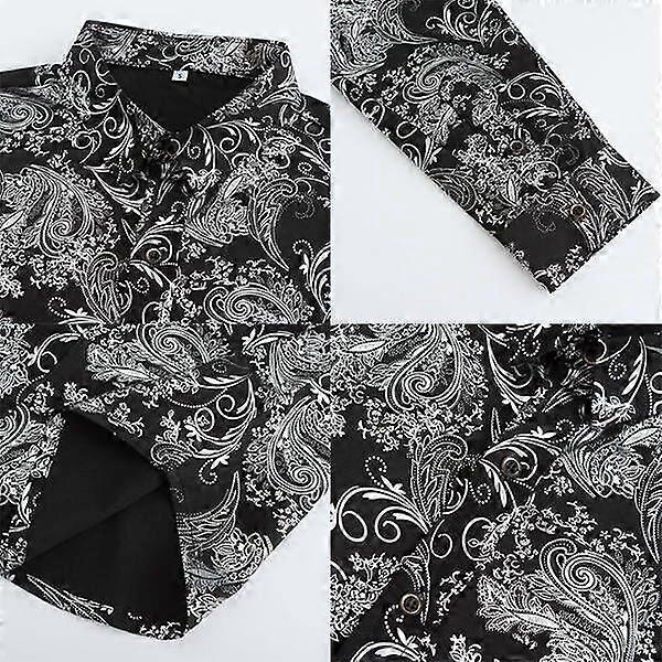 Camicia Casual da Uomo a Maniche Lunghe con Bottoni e Jacquard