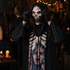 Tattered Skeleton Robe Costume Full-Length Skeletal Print Halloween