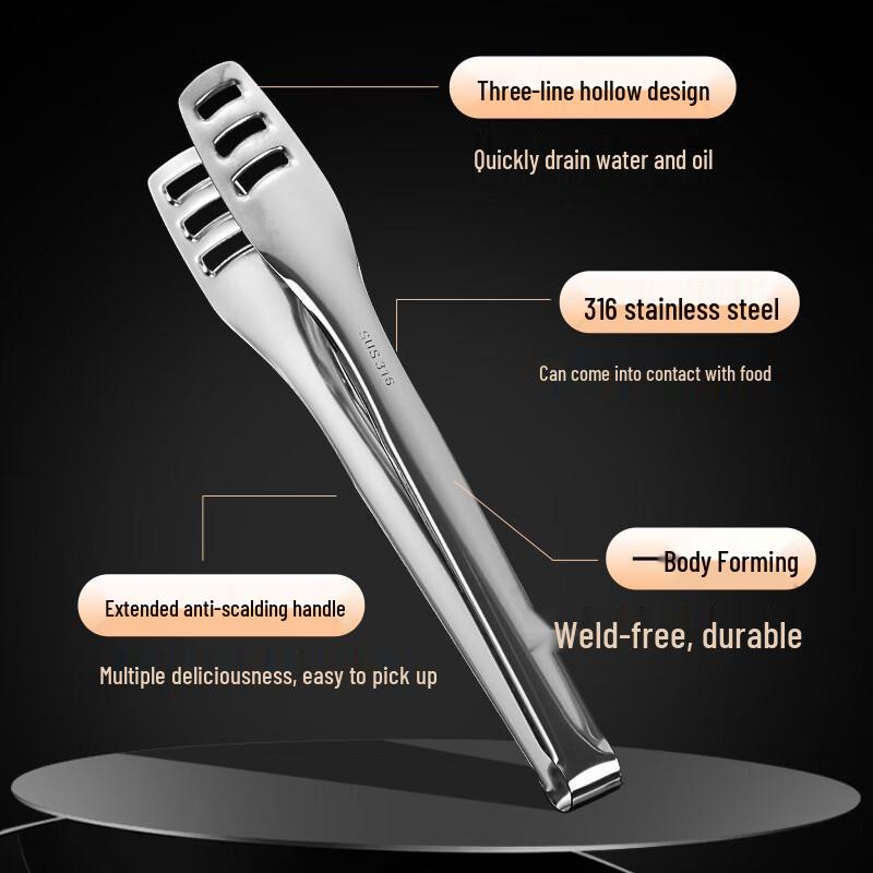 Verdickte 316 Edelstahl Mehrzweck-Lebensmittelzange
