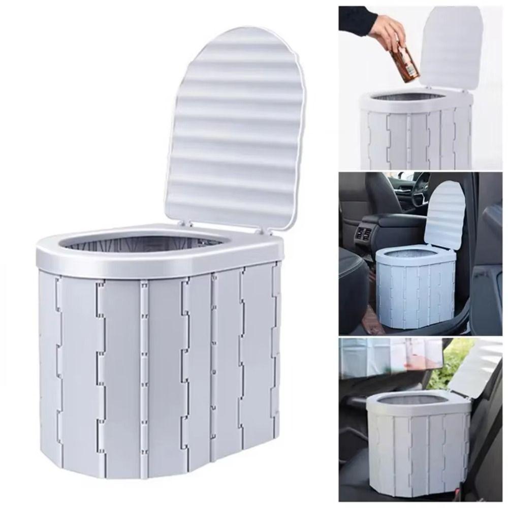 Flip-top Folding Toilet One-piece Design Vehicle-mounted Toilet Potty Portable Toilet  Hiking