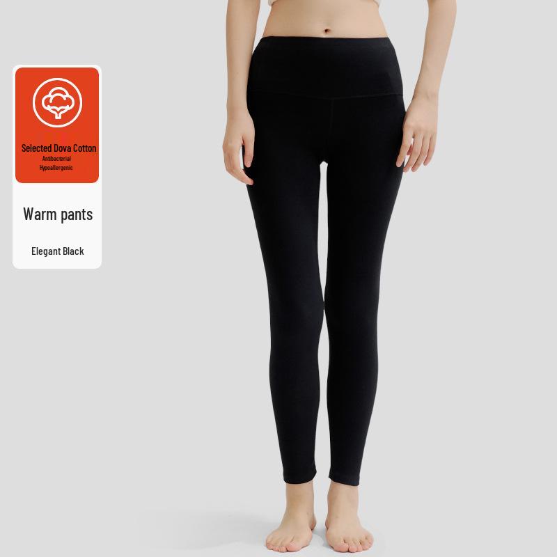 Women's High-Waist Pure Cotton Warm Autumn Trousers - Inner Lined, Large Size, Thin Wool Base.