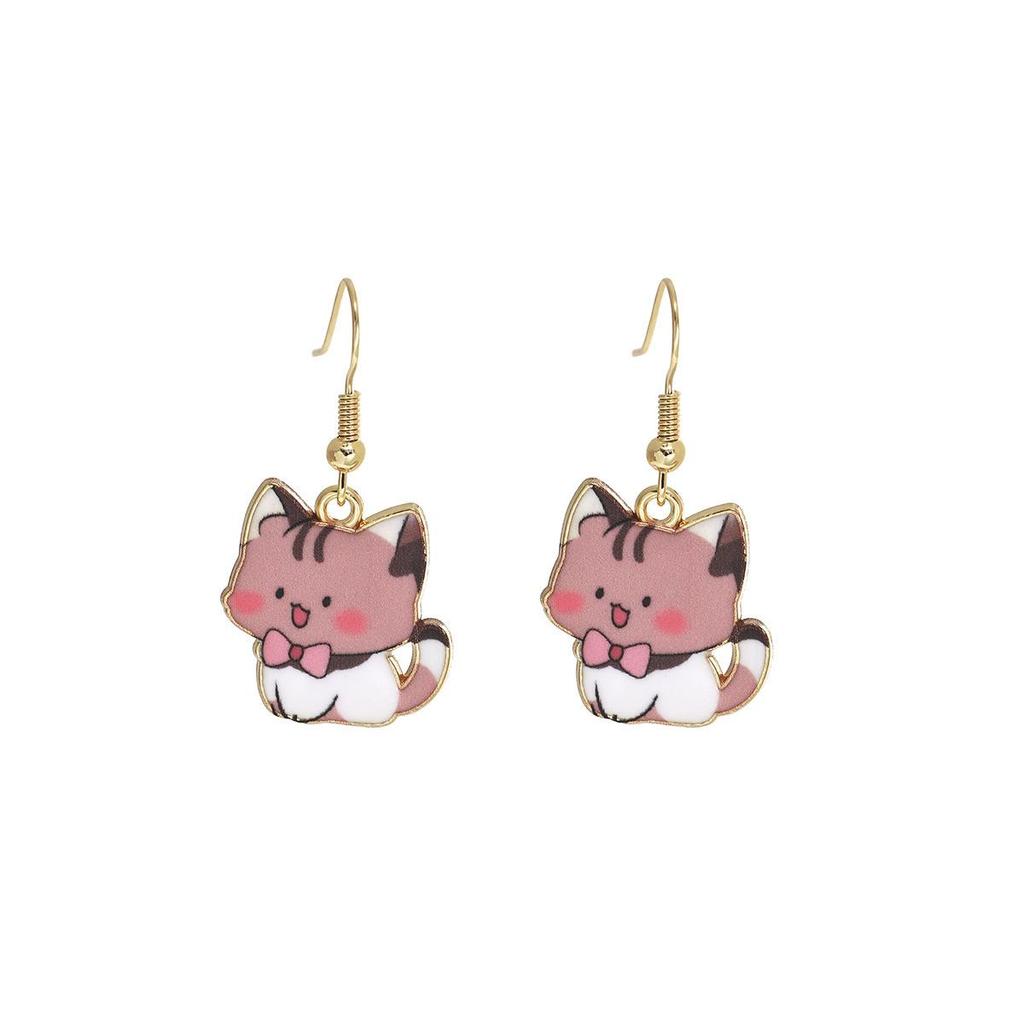 Cute Cartoon Kitten Earrings - Fun, Creative, and Fashionable Animal Drops In Japanese and Korean Styles for European and American Tastes.