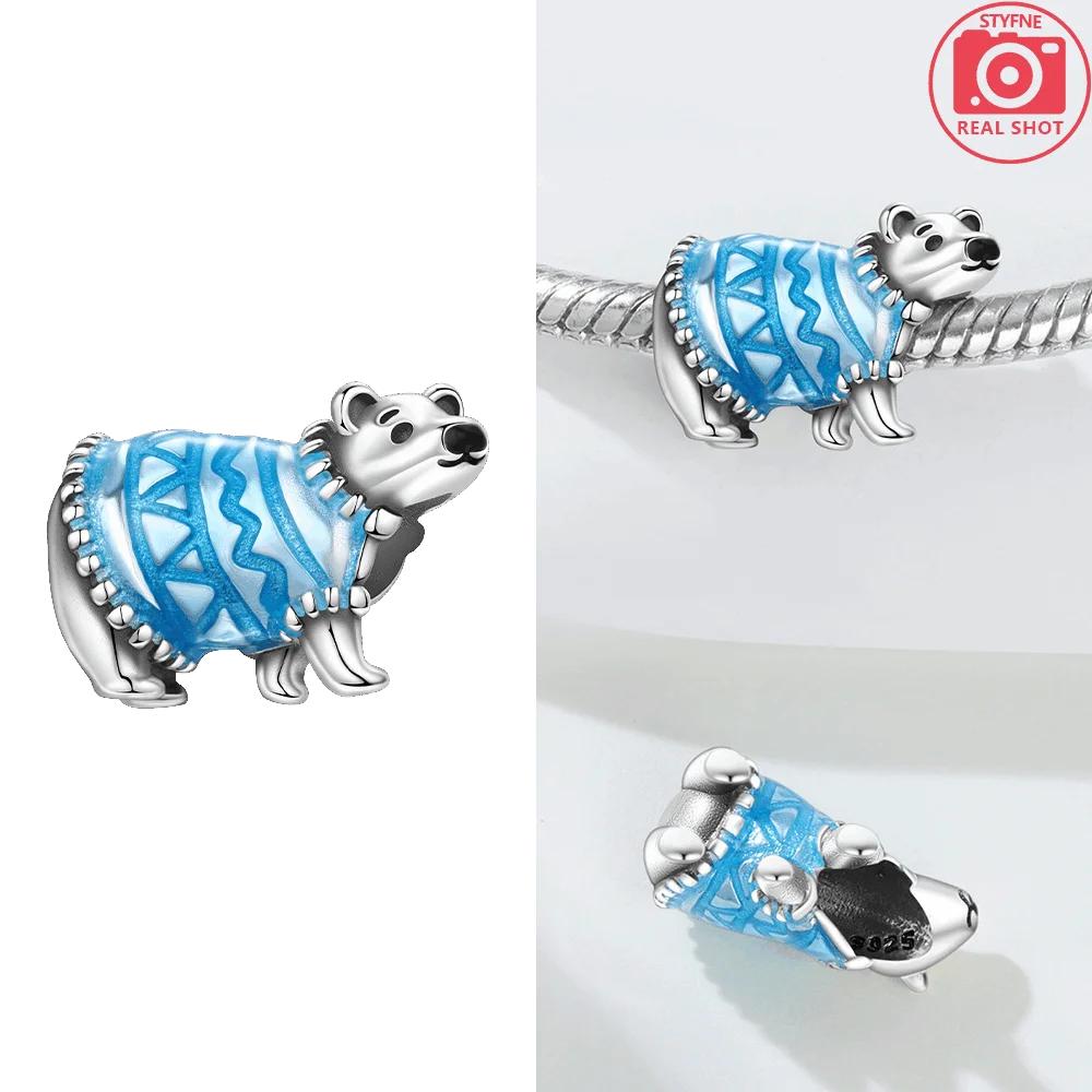 Original Charms Copper Blue Sweater Polar Bear Snowflake Penguin Animal Beads Fit Bracelet Women Jewelry Diy Gift Making