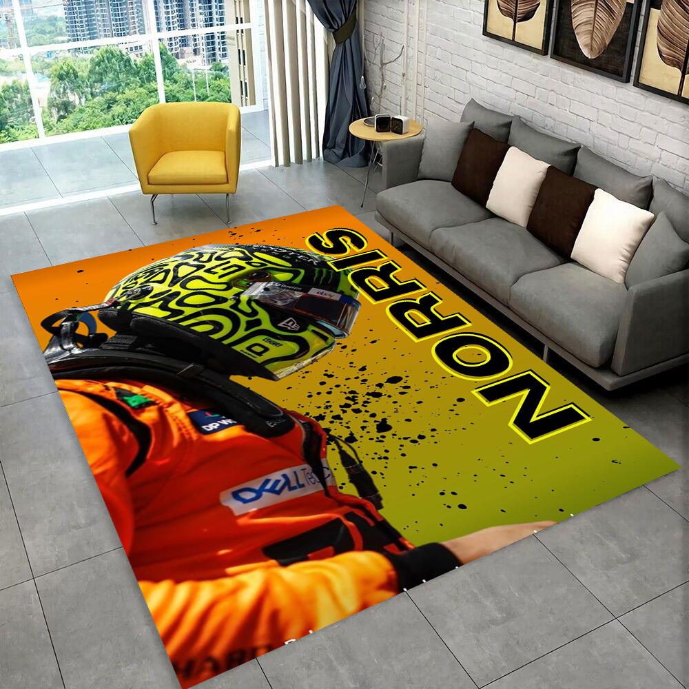 Tappeto Area 3D Lando Norris F1 Racer, Tappeto per Soggiorno Camera da Letto Divano Zerbino Decorazione, Tappetino Antiscivolo per Giochi Bambini Regalo