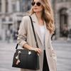 Simple PU Leather Shoulder Bags with Pendant Large Capacity Embossed Crossbody Bag Solid Color Female Messenger Bag