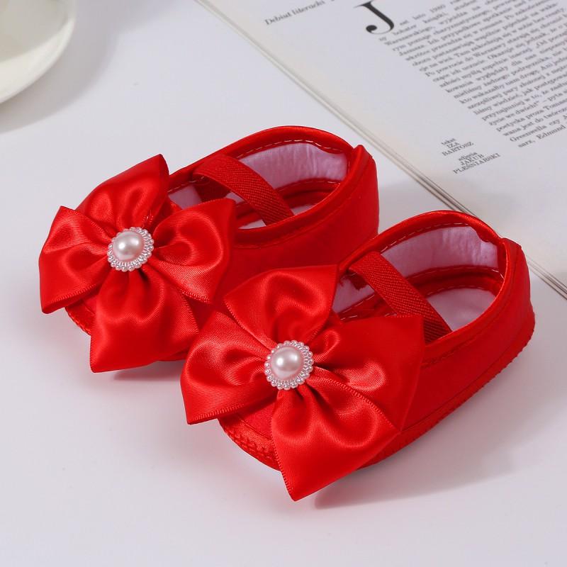 Infant Baby Girls Flat Bow Shoes First Walker Princess Shoes Crib Shoes