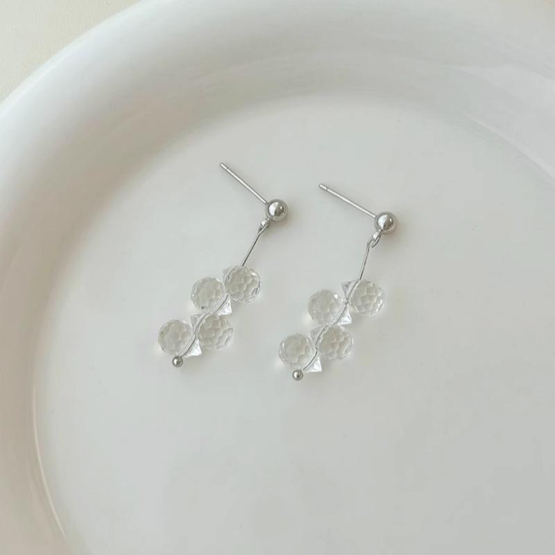 Elegant French Crystal Tassel Earrings - Stylish and Versatile for Women