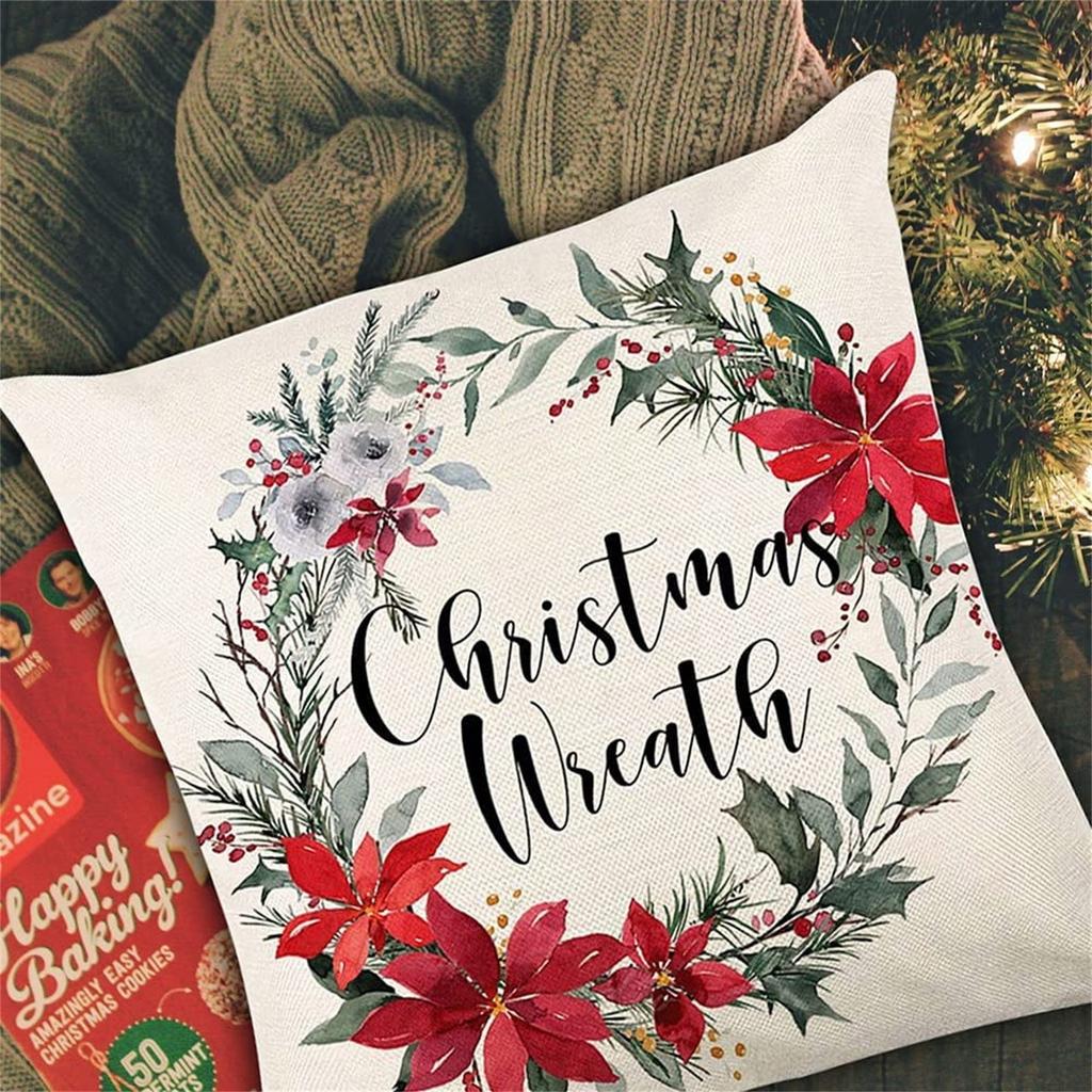 Weihnachts-Kissenbezüge Weihnachts-Kombinationssets Leinen-Druck Zuhause Feiertags-Kissenbezüge
